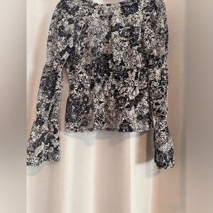 Top shop blue and white blouse